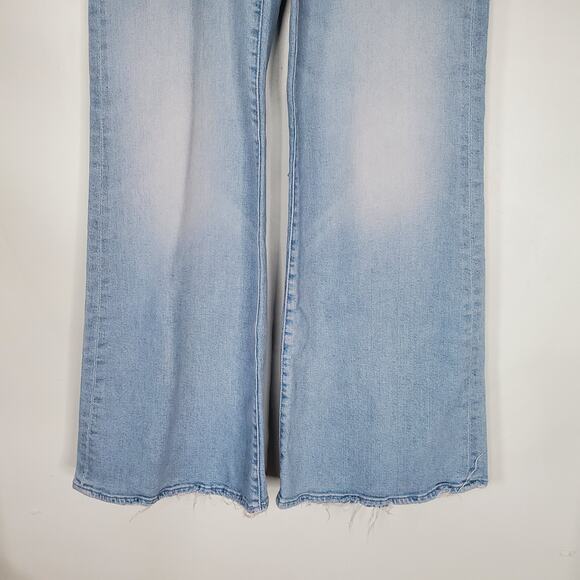 Mother The Hustler Roller Flood Wide Leg Jeans Cherie Cherie Light Blue Size 26 - Picture 6 of 12